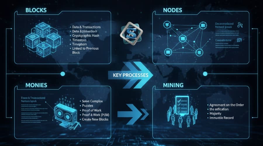 How Blockchain Works: Blocks, Nodes, Mining & Consensus Explained